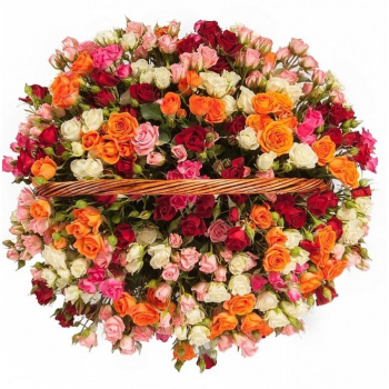 Корзина MIX из 101 кустовой розы